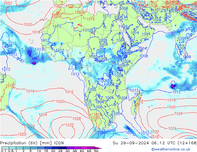 Yağış (6h) ICON Paz 29.09.2024 12 UTC