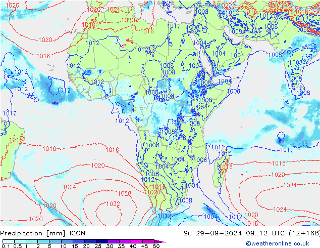 Niederschlag ICON So 29.09.2024 12 UTC