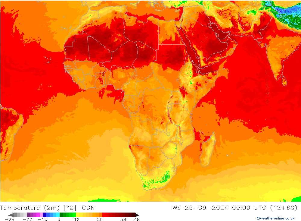 Temperatura (2m) ICON mié 25.09.2024 00 UTC