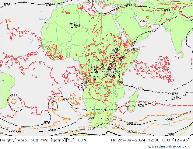 Height/Temp. 500 hPa ICON Th 26.09.2024 12 UTC