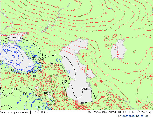 pressão do solo ICON Seg 23.09.2024 06 UTC