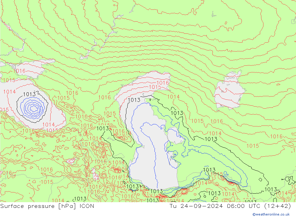 приземное давление ICON вт 24.09.2024 06 UTC