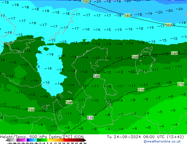 Height/Temp. 500 hPa ICON Tu 24.09.2024 06 UTC