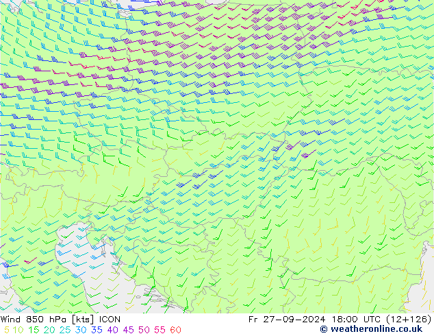 Wind 850 hPa ICON Fr 27.09.2024 18 UTC