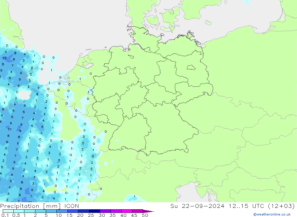 Yağış ICON Paz 22.09.2024 15 UTC