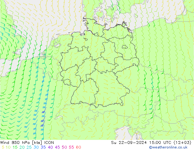 Wind 850 hPa ICON So 22.09.2024 15 UTC