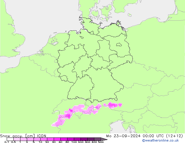 Schneemenge ICON Mo 23.09.2024 00 UTC