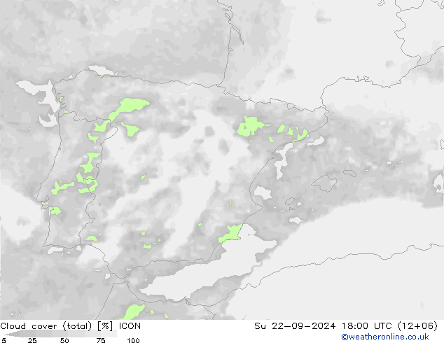 Nuages (total) ICON dim 22.09.2024 18 UTC