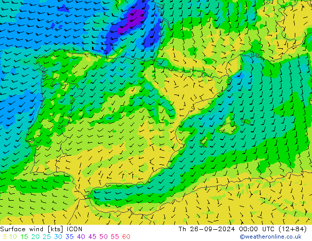 Bodenwind ICON Do 26.09.2024 00 UTC