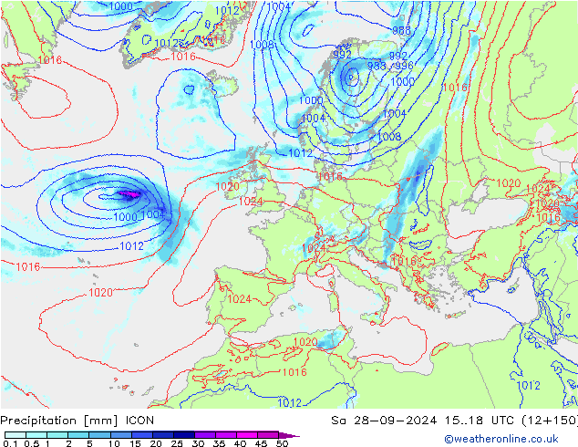 Niederschlag ICON Sa 28.09.2024 18 UTC