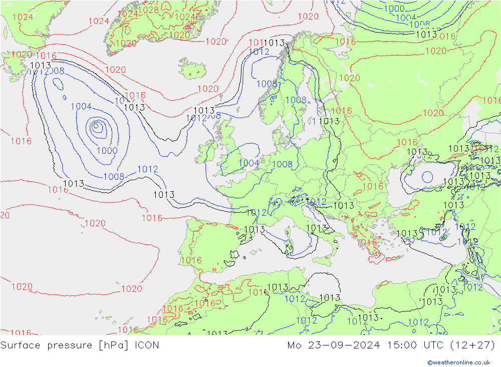 ciśnienie ICON pon. 23.09.2024 15 UTC