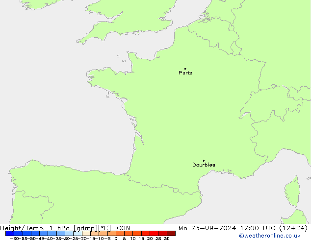 Height/Temp. 1 hPa ICON Mo 23.09.2024 12 UTC