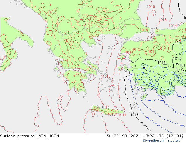 pression de l'air ICON dim 22.09.2024 13 UTC