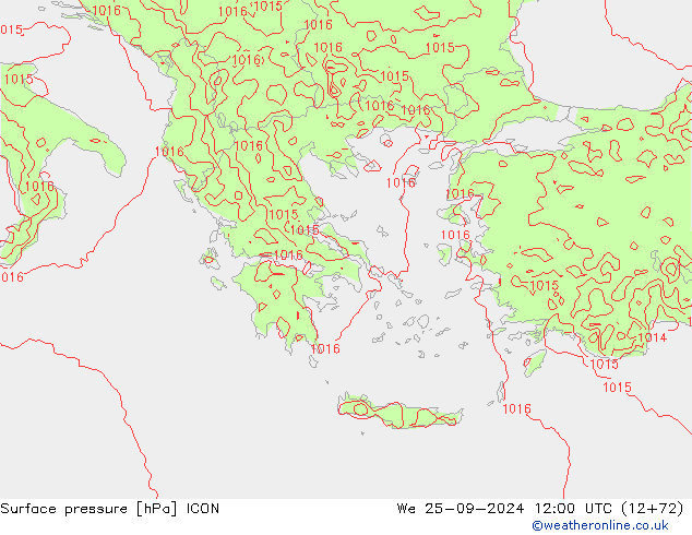 Luchtdruk (Grond) ICON wo 25.09.2024 12 UTC