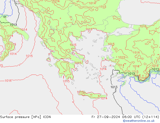 Luchtdruk (Grond) ICON vr 27.09.2024 06 UTC