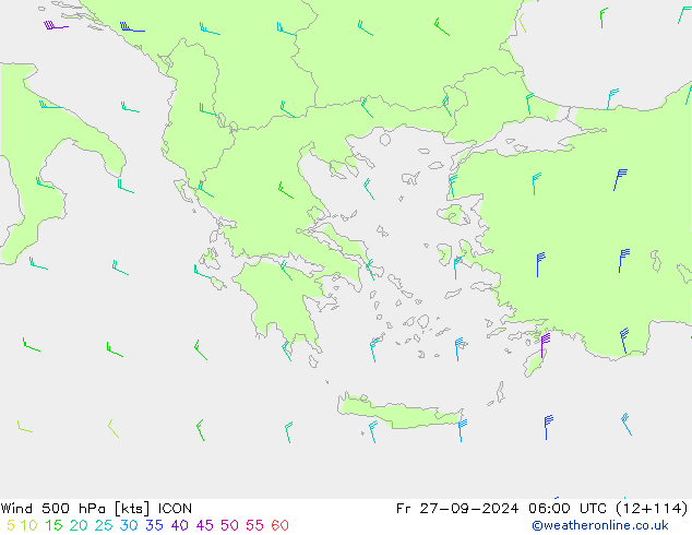 Viento 500 hPa ICON vie 27.09.2024 06 UTC