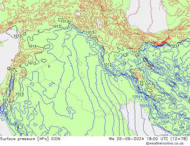 Luchtdruk (Grond) ICON wo 25.09.2024 18 UTC