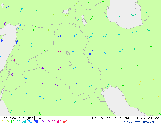 Rüzgar 500 hPa ICON Cts 28.09.2024 06 UTC