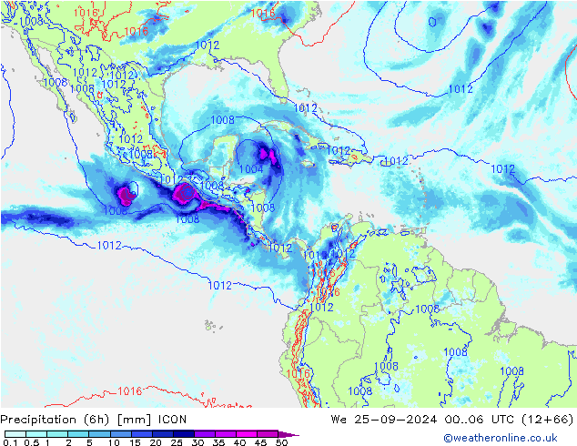 Precipitazione (6h) ICON mer 25.09.2024 06 UTC