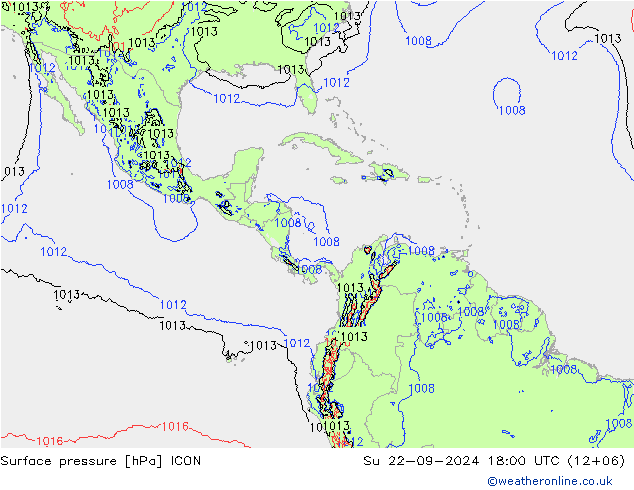 pressão do solo ICON Dom 22.09.2024 18 UTC