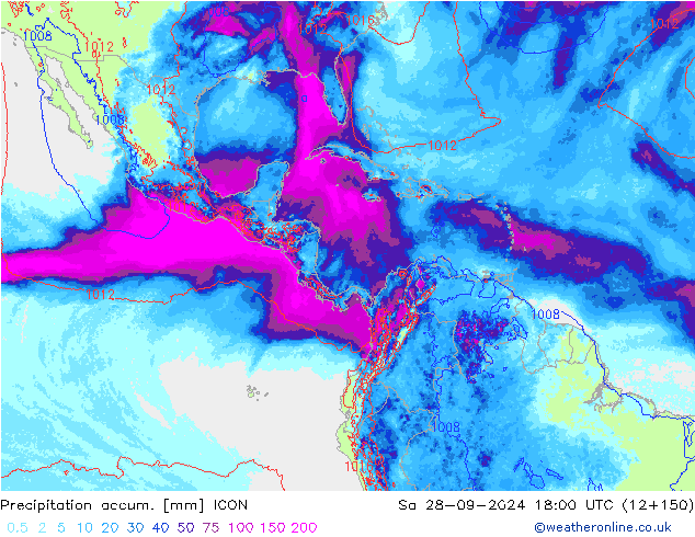 Precipitation accum. ICON Sa 28.09.2024 18 UTC