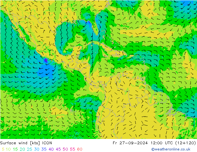 Vento 10 m ICON ven 27.09.2024 12 UTC