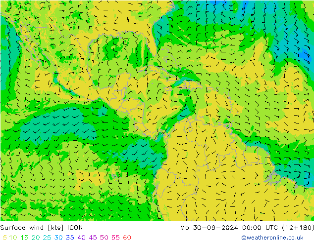 Surface wind ICON Mo 30.09.2024 00 UTC