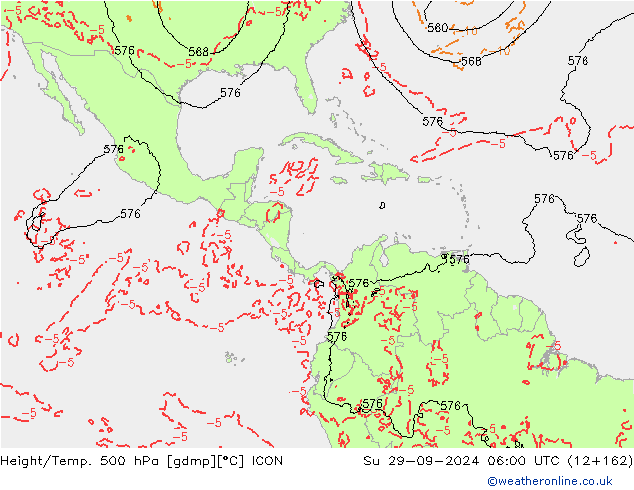 Height/Temp. 500 hPa ICON Su 29.09.2024 06 UTC