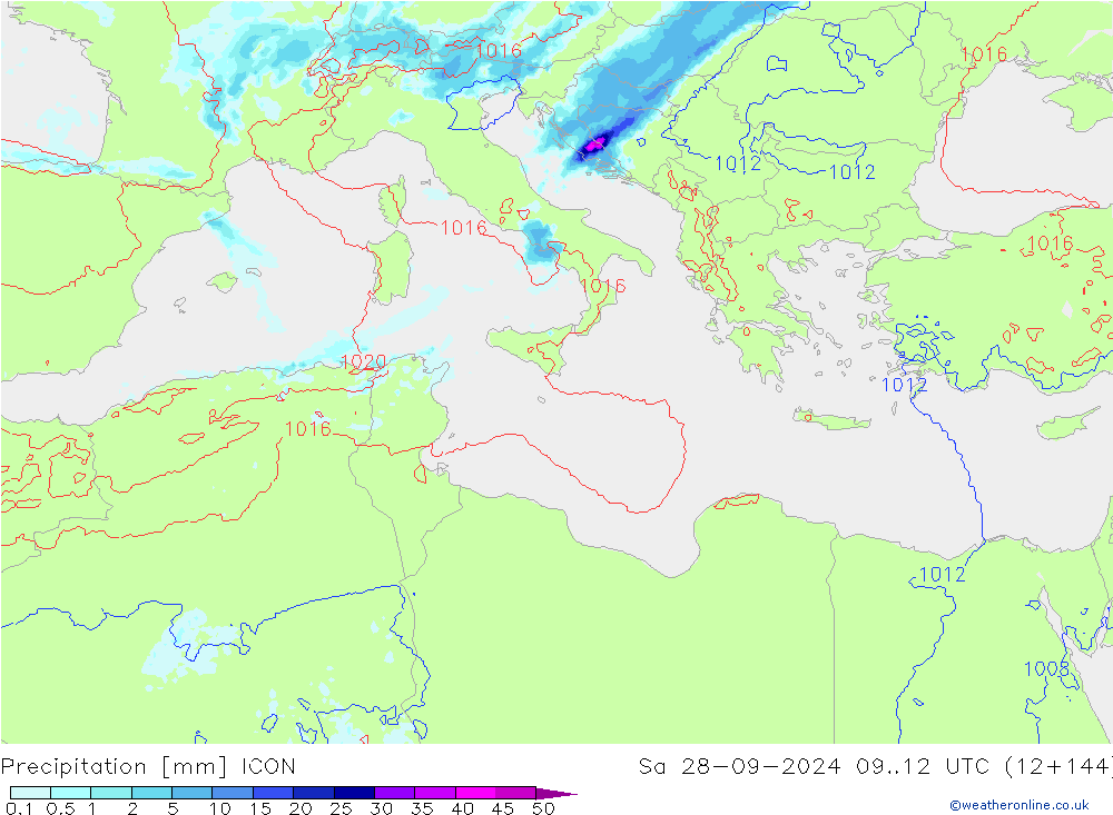 Yağış ICON Cts 28.09.2024 12 UTC