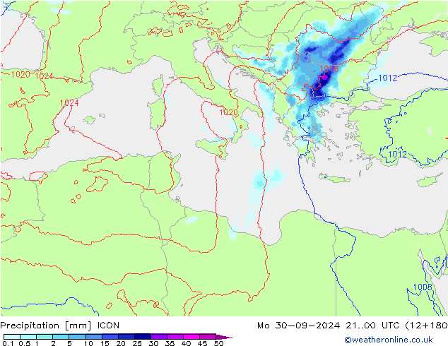 Precipitazione ICON lun 30.09.2024 00 UTC