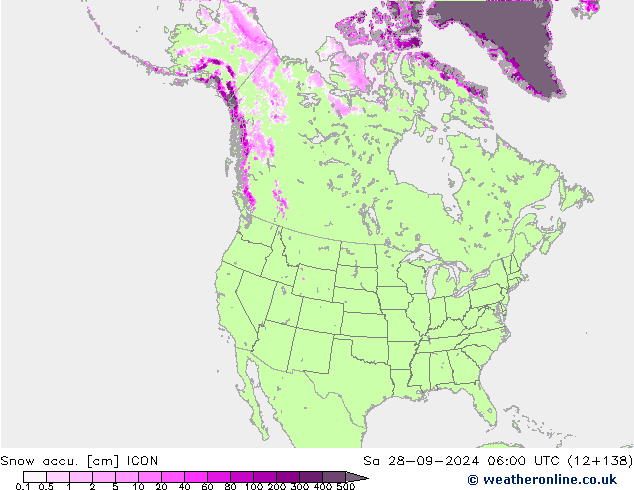 Snow accu. ICON Sa 28.09.2024 06 UTC