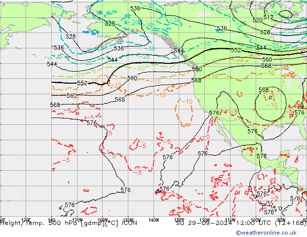 Height/Temp. 500 hPa ICON  29.09.2024 12 UTC