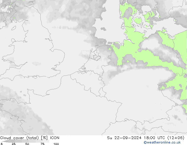 Cloud cover (total) ICON Ne 22.09.2024 18 UTC