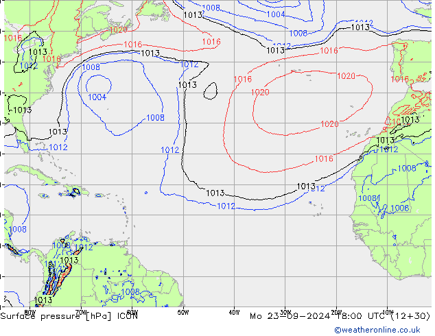 приземное давление ICON пн 23.09.2024 18 UTC