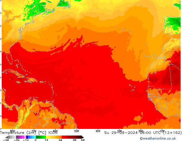 mapa temperatury (2m) ICON nie. 29.09.2024 06 UTC