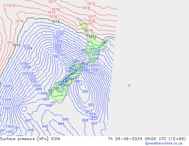 приземное давление ICON чт 26.09.2024 06 UTC