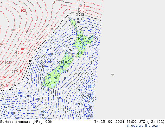 Surface pressure ICON Th 26.09.2024 18 UTC