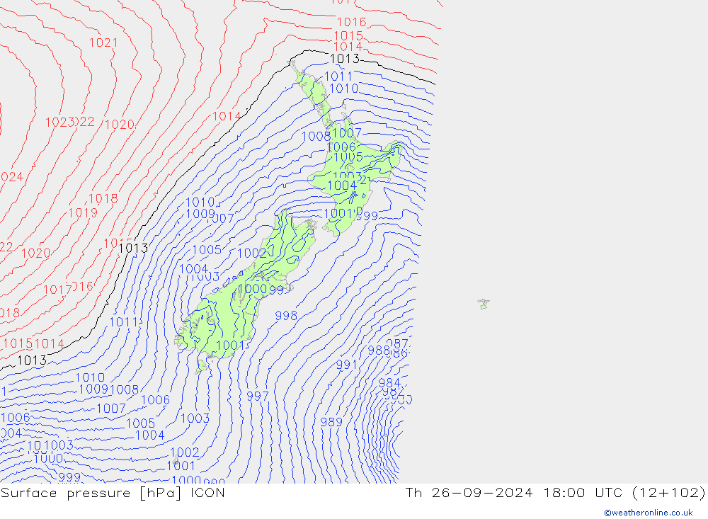 Yer basıncı ICON Per 26.09.2024 18 UTC