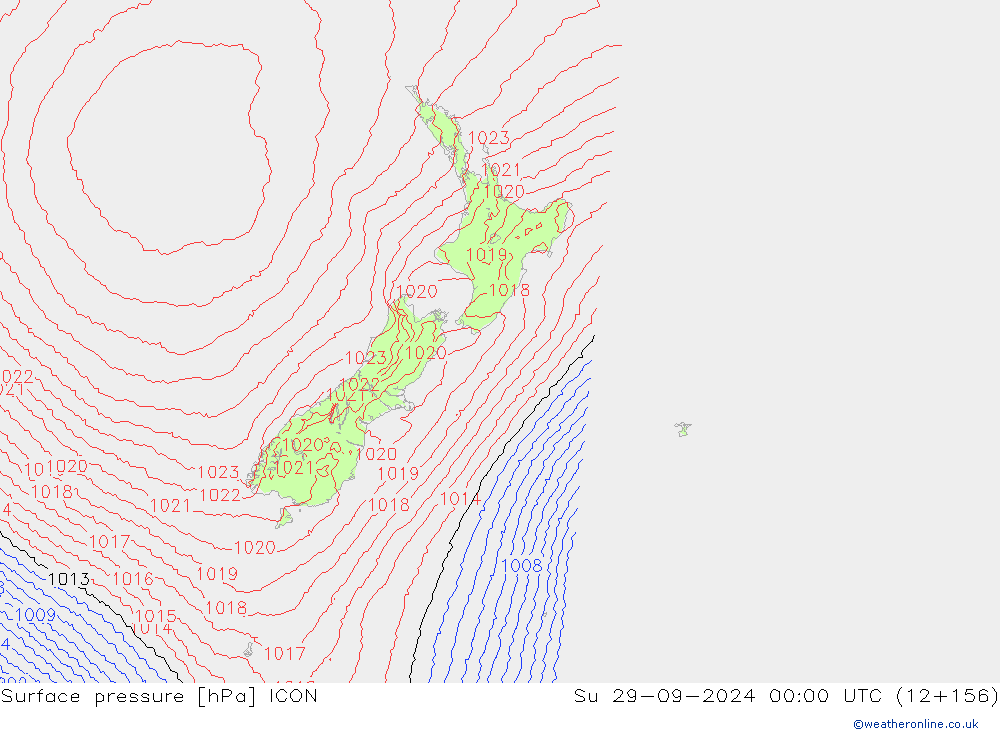 Surface pressure ICON Su 29.09.2024 00 UTC