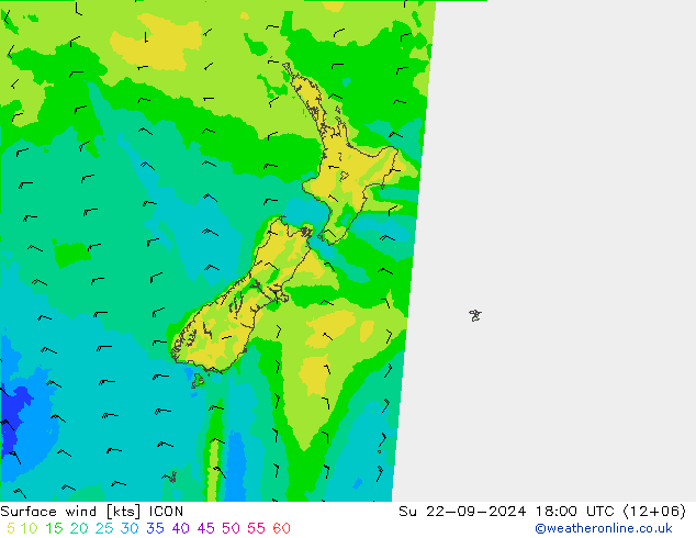 Surface wind ICON Su 22.09.2024 18 UTC