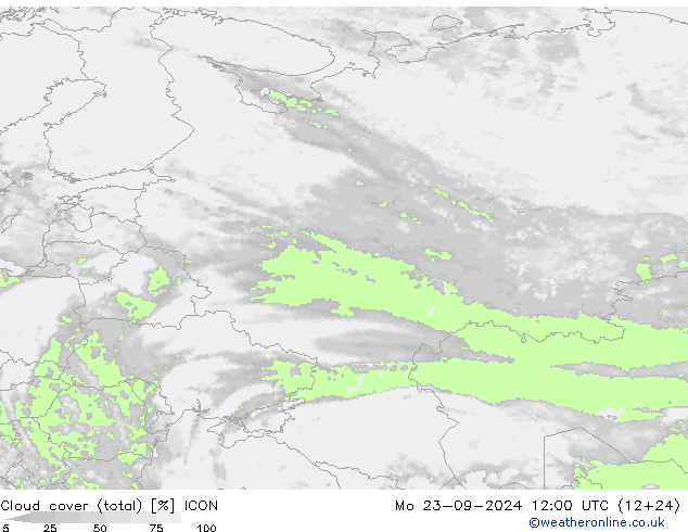 Nuages (total) ICON lun 23.09.2024 12 UTC