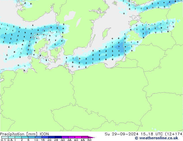 Précipitation ICON dim 29.09.2024 18 UTC