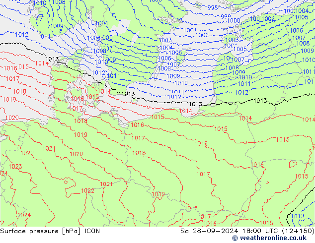 Yer basıncı ICON Cts 28.09.2024 18 UTC