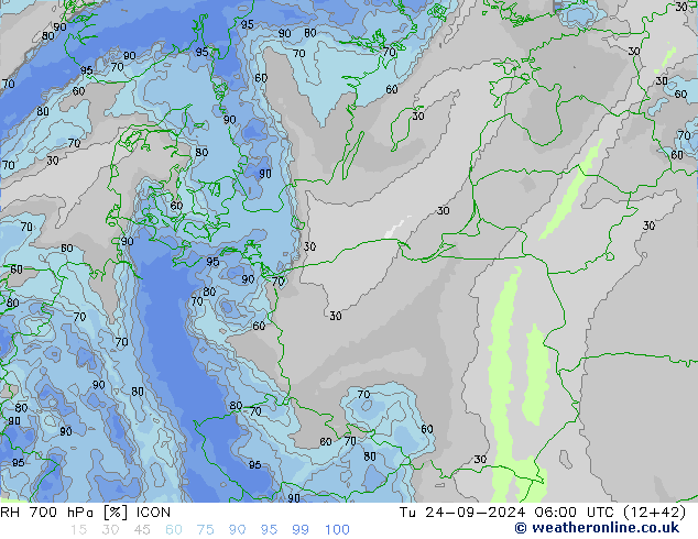 RV 700 hPa ICON di 24.09.2024 06 UTC