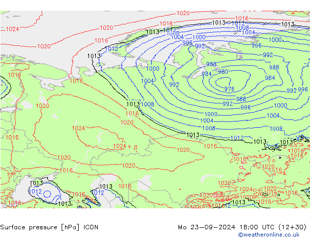 pressão do solo ICON Seg 23.09.2024 18 UTC