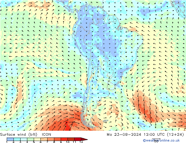  10 m (bft) ICON  23.09.2024 12 UTC