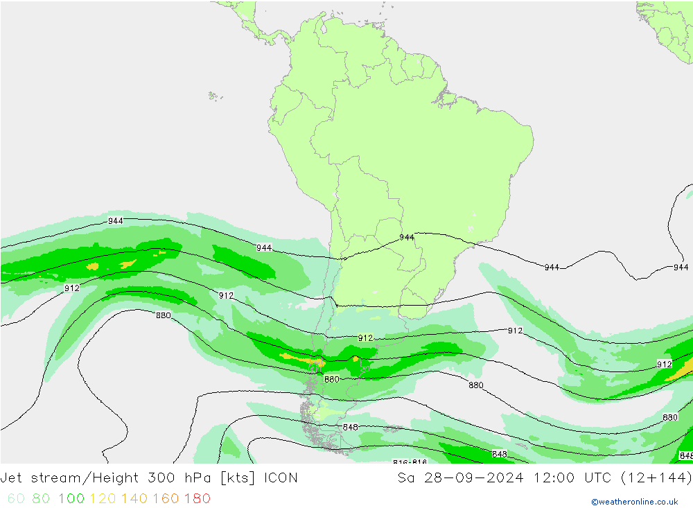 Courant-jet ICON sam 28.09.2024 12 UTC