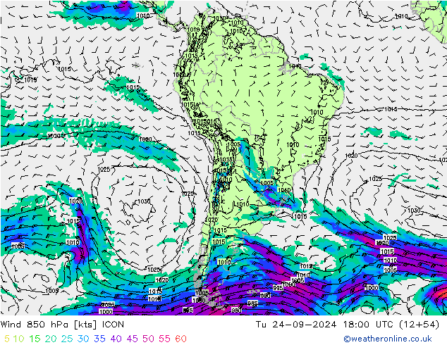 Wind 850 hPa ICON di 24.09.2024 18 UTC