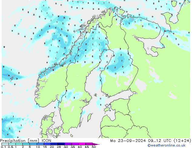 Niederschlag ICON Mo 23.09.2024 12 UTC