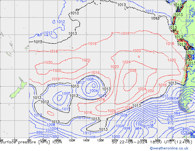 Pressione al suolo ICON dom 22.09.2024 18 UTC